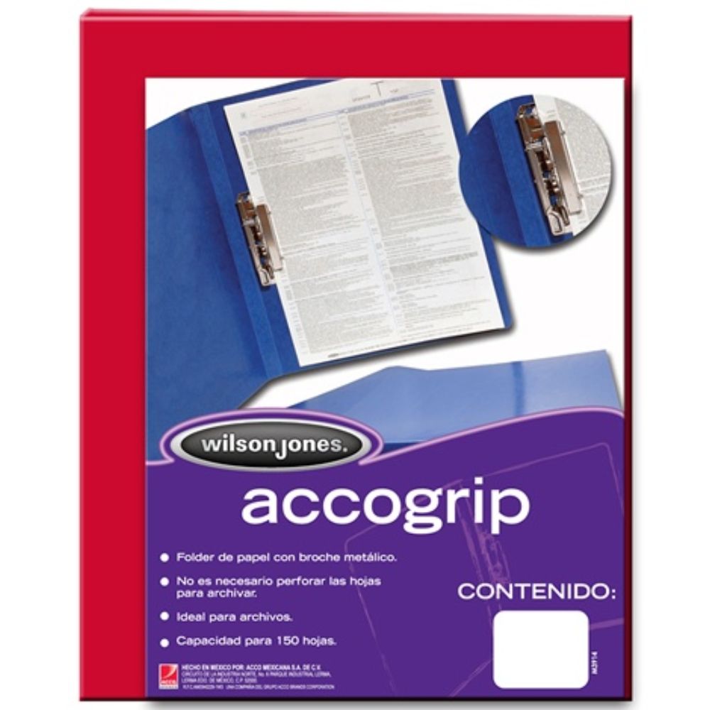 Folder accogrip carta ACCO color rojo con palanca P0961