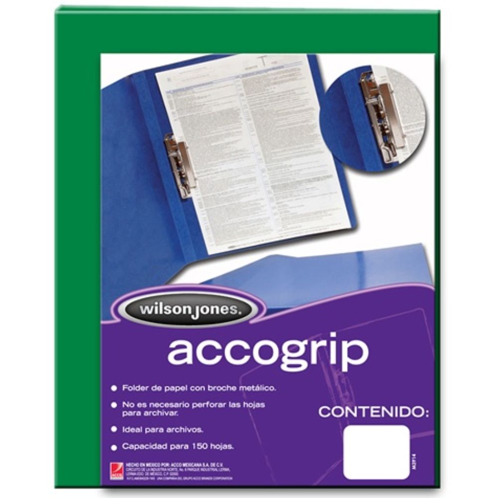 Folder accogrip carta ACCO color verde obscuro con palanca P4781 - W3914