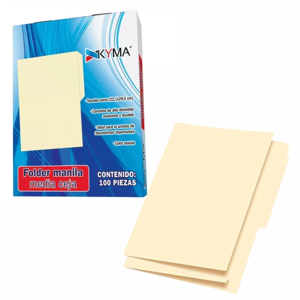 Folders Manila Kyma Carta Verde 1/2 Ceja | Caja con 100 Pzs