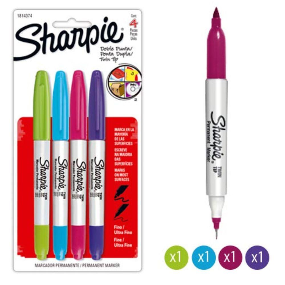 Sharpie Doble Punta Tarjeta Con 4 Piezas. - Colmenero Shop