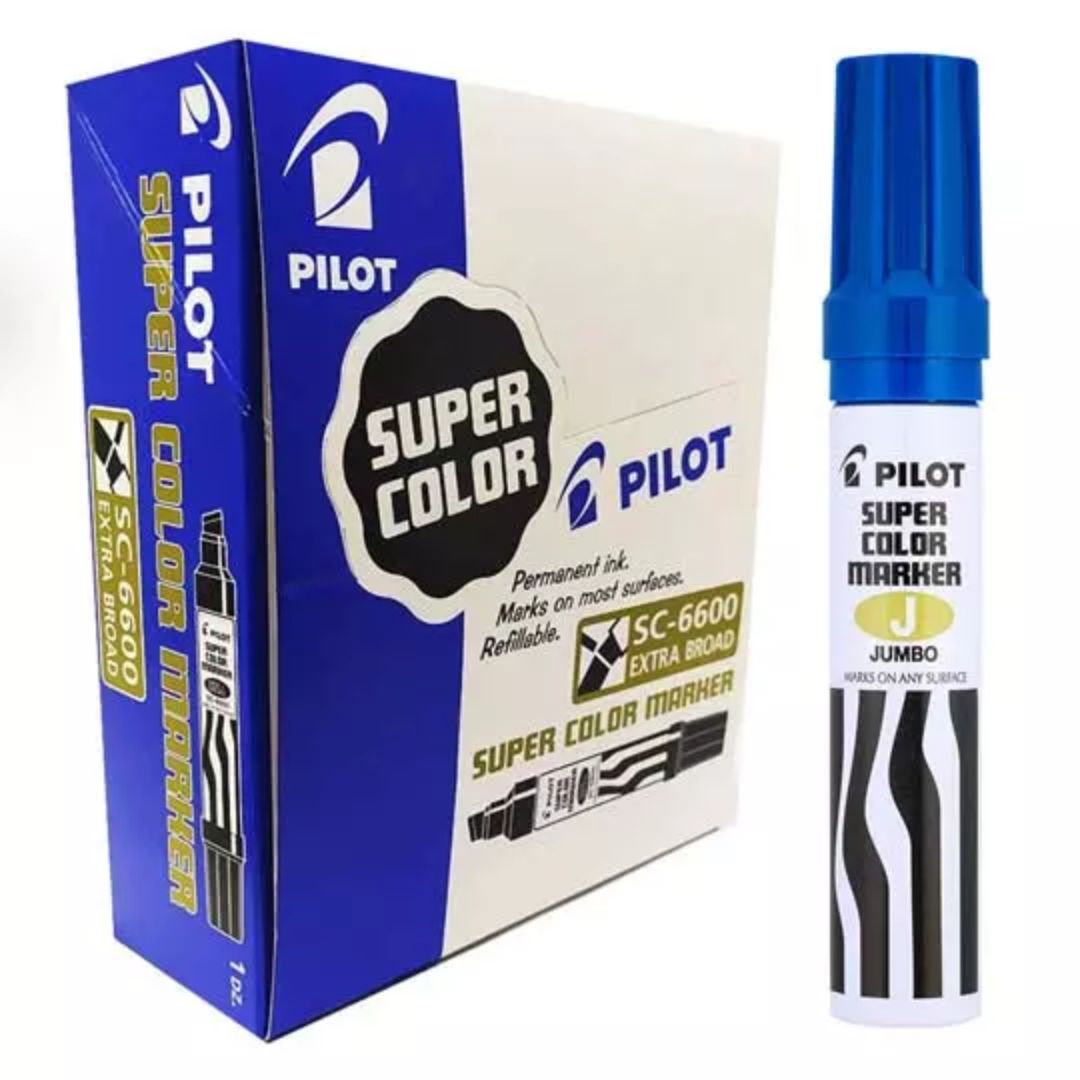 Marcador Permanente Jumbo Pilot Punta Cincel Hasta 12.5 Mm, Caja C/12 Pzs