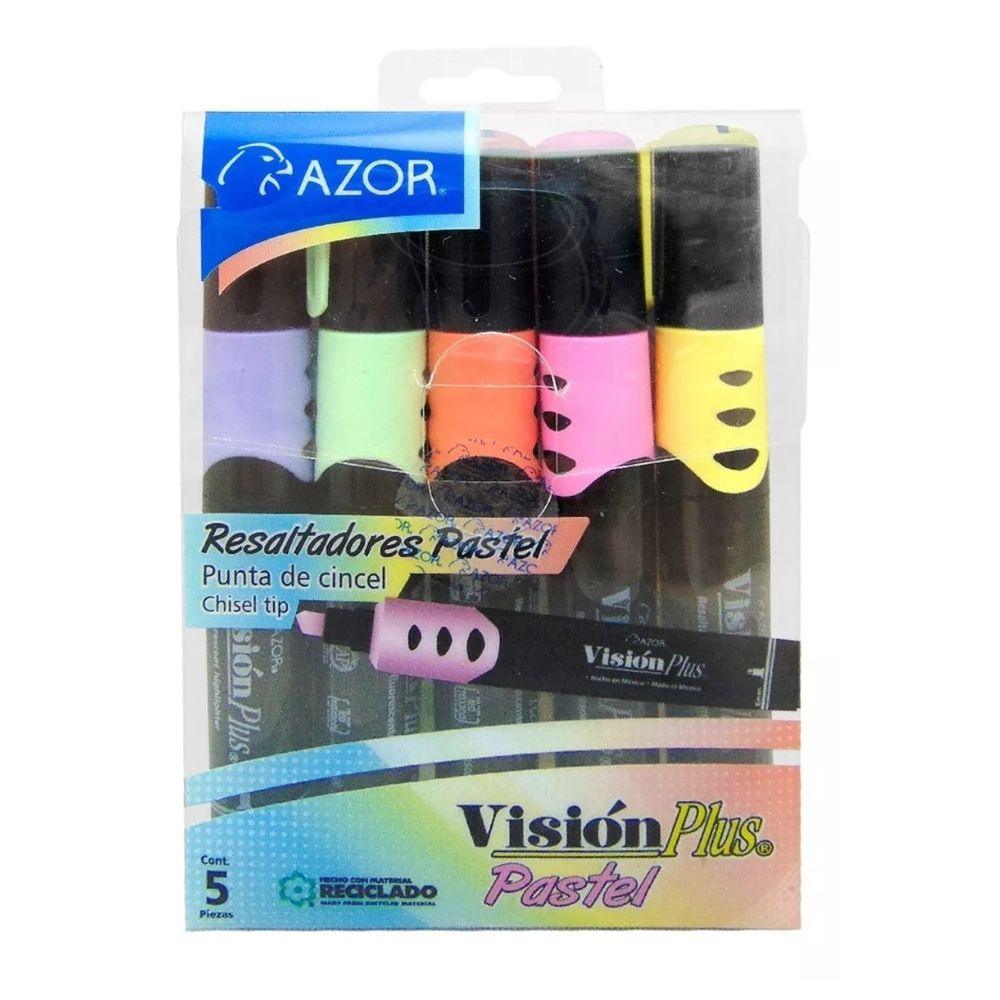 Resaltador Vision Plus Surtido C/5 colores Pastel - Colmenero Shop