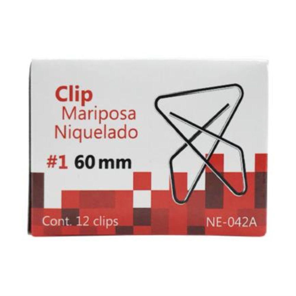 Clip Mariposa Nextep Niquelado #1 60mm 12 Clips Ne-042A - Colmenero Shop