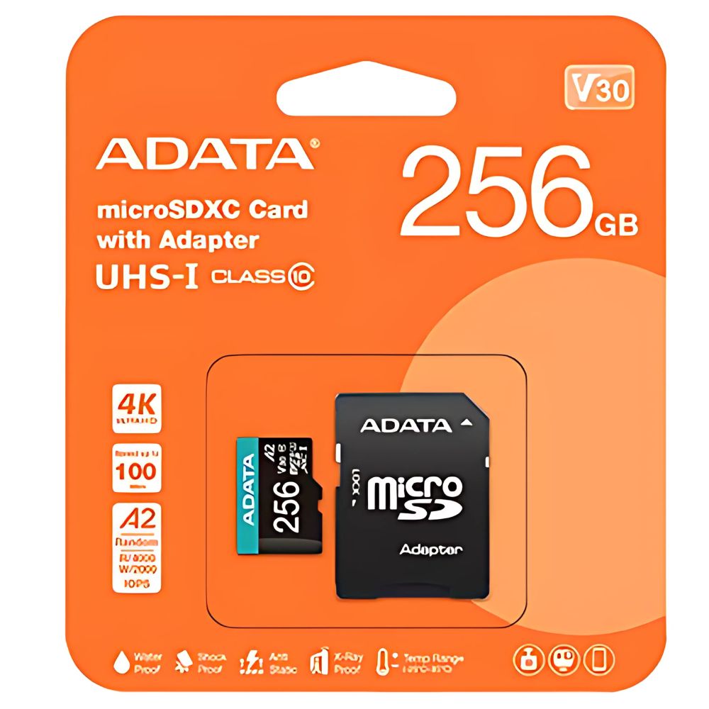 MEMORIA MICRO SD CON ADAPTADOR 32 GB, 64 GB, 256 GB CLASS 10 ADATA