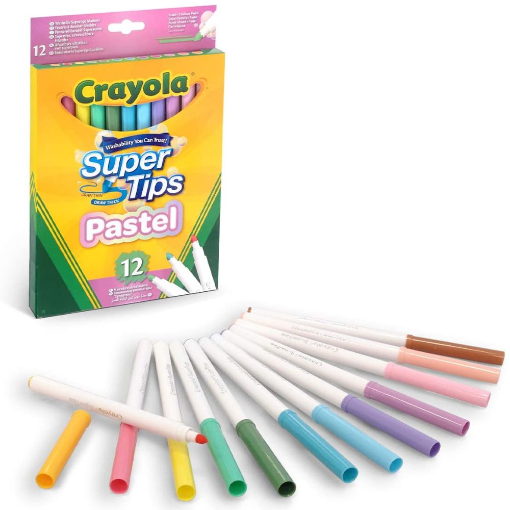 Marcadores crayola lavables super tipastel 12 colores