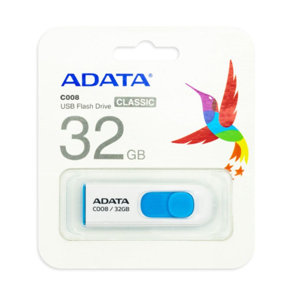 Memoria Flash Adata C008 32gb Usb 2.0 Blanco/Azul - Colmenero Shop