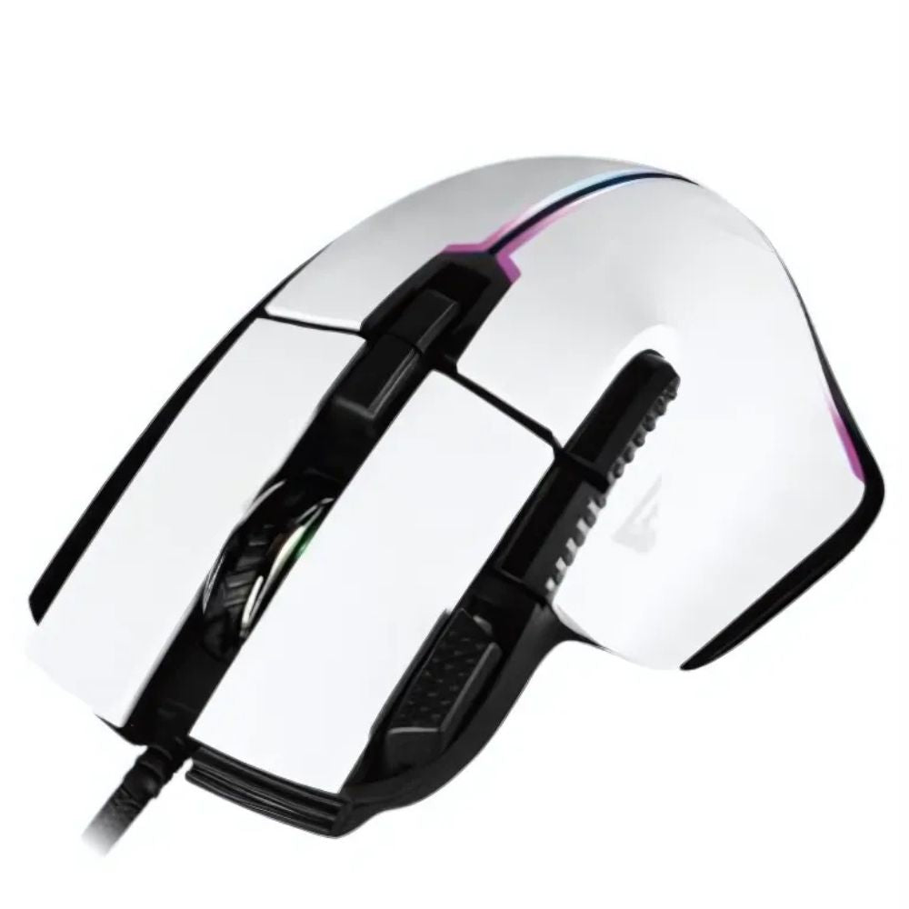 Mouse Gamer Factor MOG602 Click Láser Pixart 3370 19000 Dpi 8 Botones Iluminación RGB Color Blanco