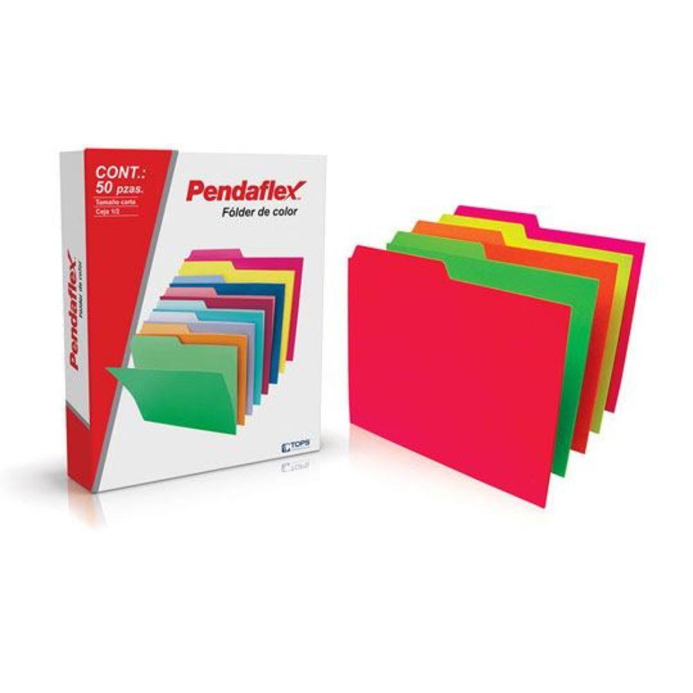 Folder De Color Pendaflex Carta Color Surtido Neón Ceja 1/2 Caja Con 50 Pzas - Colmenero Shop