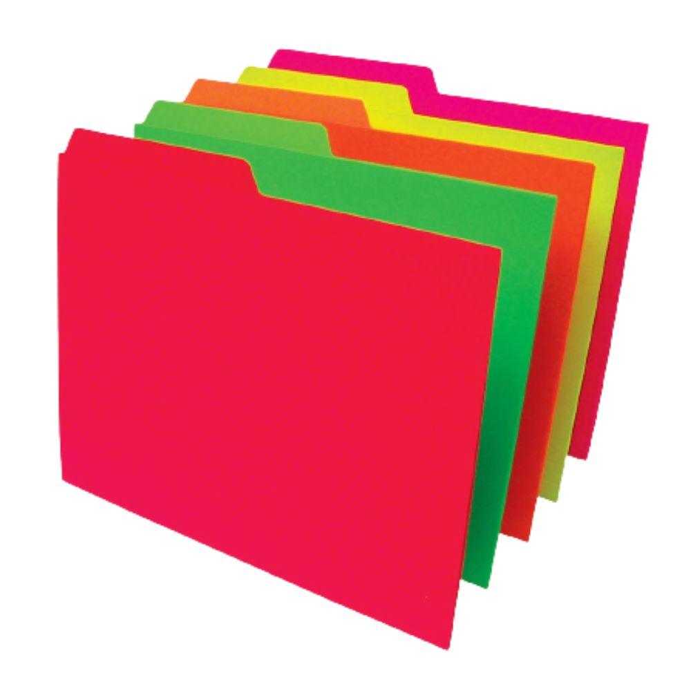 Folder De Color Pendaflex Carta Color Surtido Neón Ceja 1/2 Caja Con 50 Pzas - Colmenero Shop