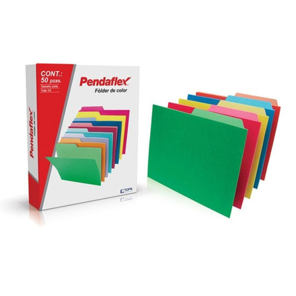 Folder De Color Pendaflex Carta Color Surtido Intenso Ceja 1/2 Caja Con 50 Pzas - Colmenero Shop