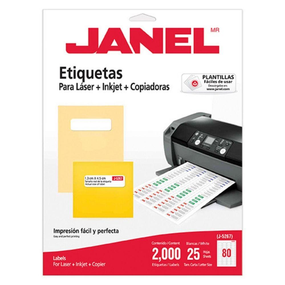 Etiqueta Laser Mod J-5267 Blanca Janel 13x45mm Con 2000 Etiquetas - Colmenero Shop