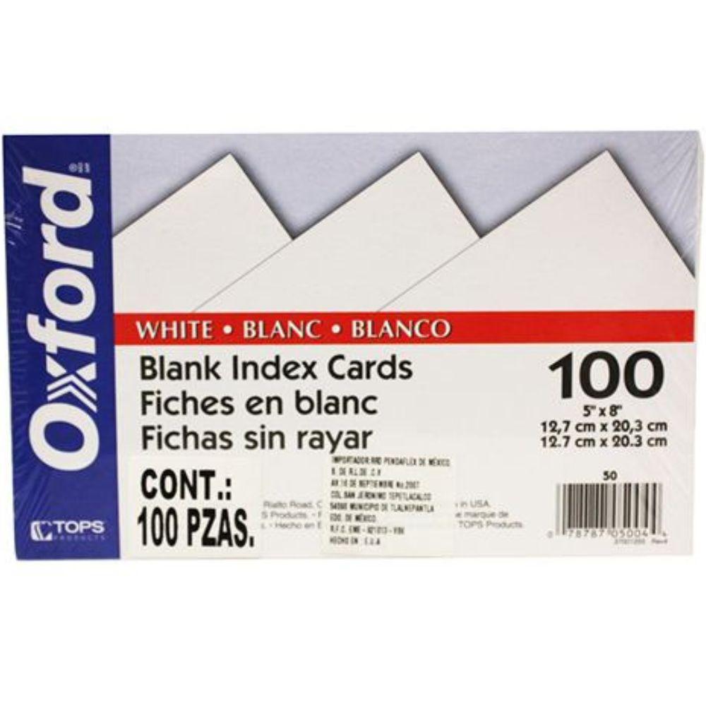 Tarjeta Índice Oxford Color Blanco 5" X 8" Paquete Con 100 Piezas - Colmenero Shop