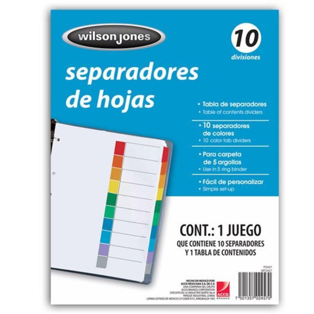 Separador Sin Numeración, Diferentes Divisiones Acco Tamaño Carta - Colmenero Shop