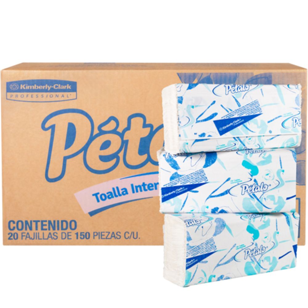 Toalla InterDoblada Pétalo Mod 92113, Caja C/ 20 Paquete 150 Hojas