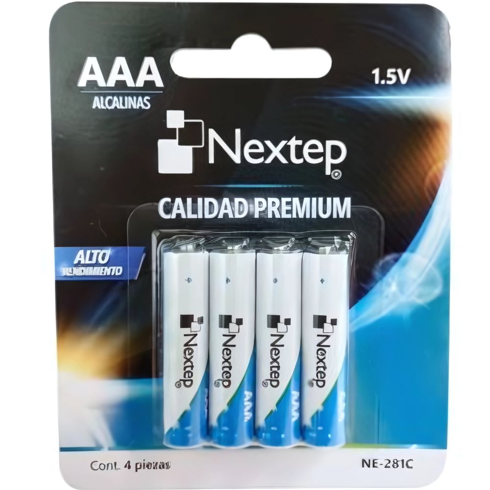 Pilas Nextep AAA Alcalinas LR03 1.5V c/4 Piezas