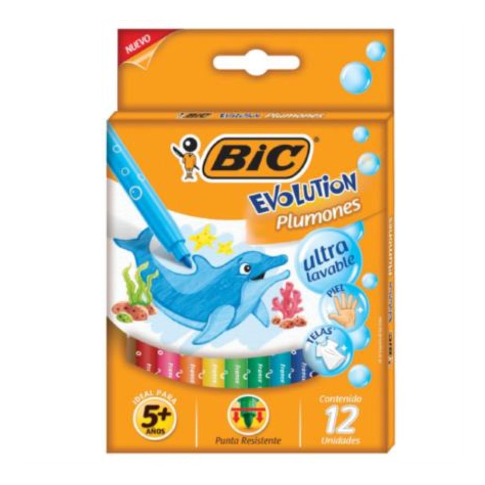 Plumones Bic Evolution Ultra Lavables Colores Surtido