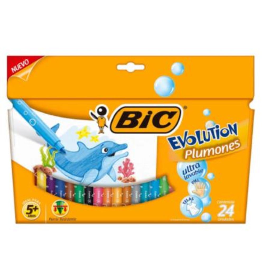 Plumones Bic Evolution Ultra Lavables Colores Surtido