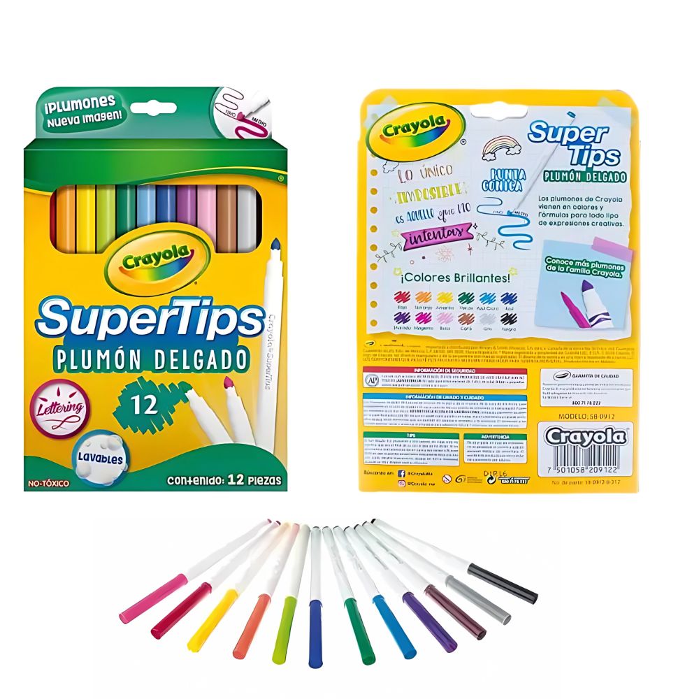 Marcadores Crayola Lavables Super Tips | 12 Colores No Tóxicos