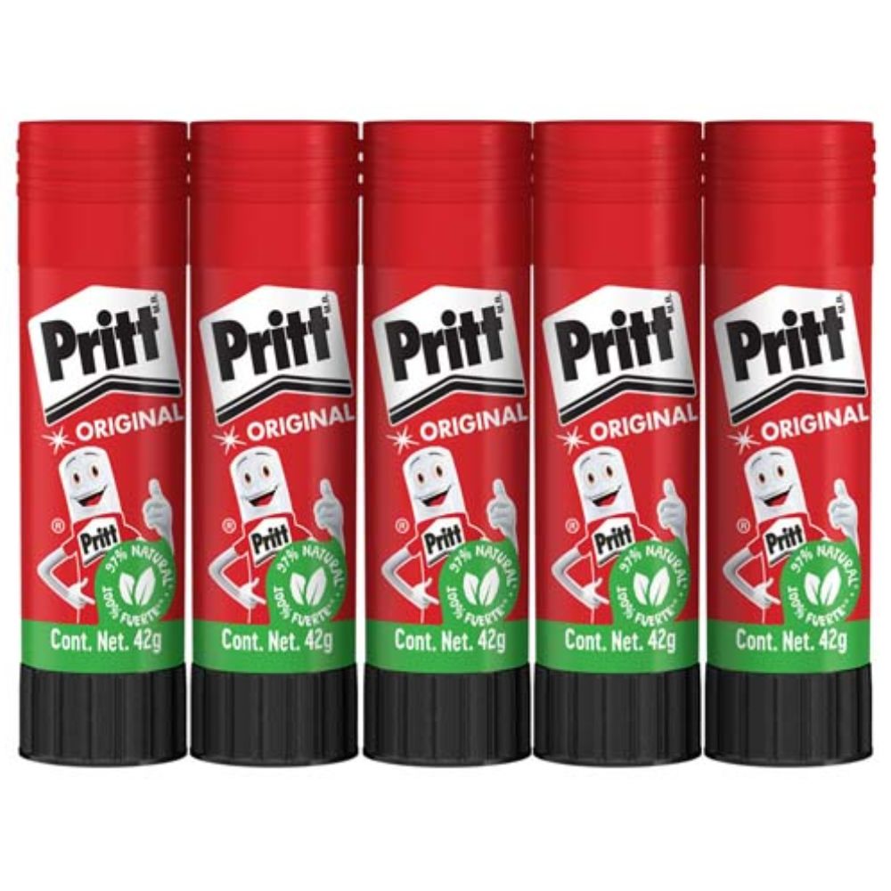 Lápiz Adhesivo Pritt En Barra De 42 Grs Charola Con 5 Piezas