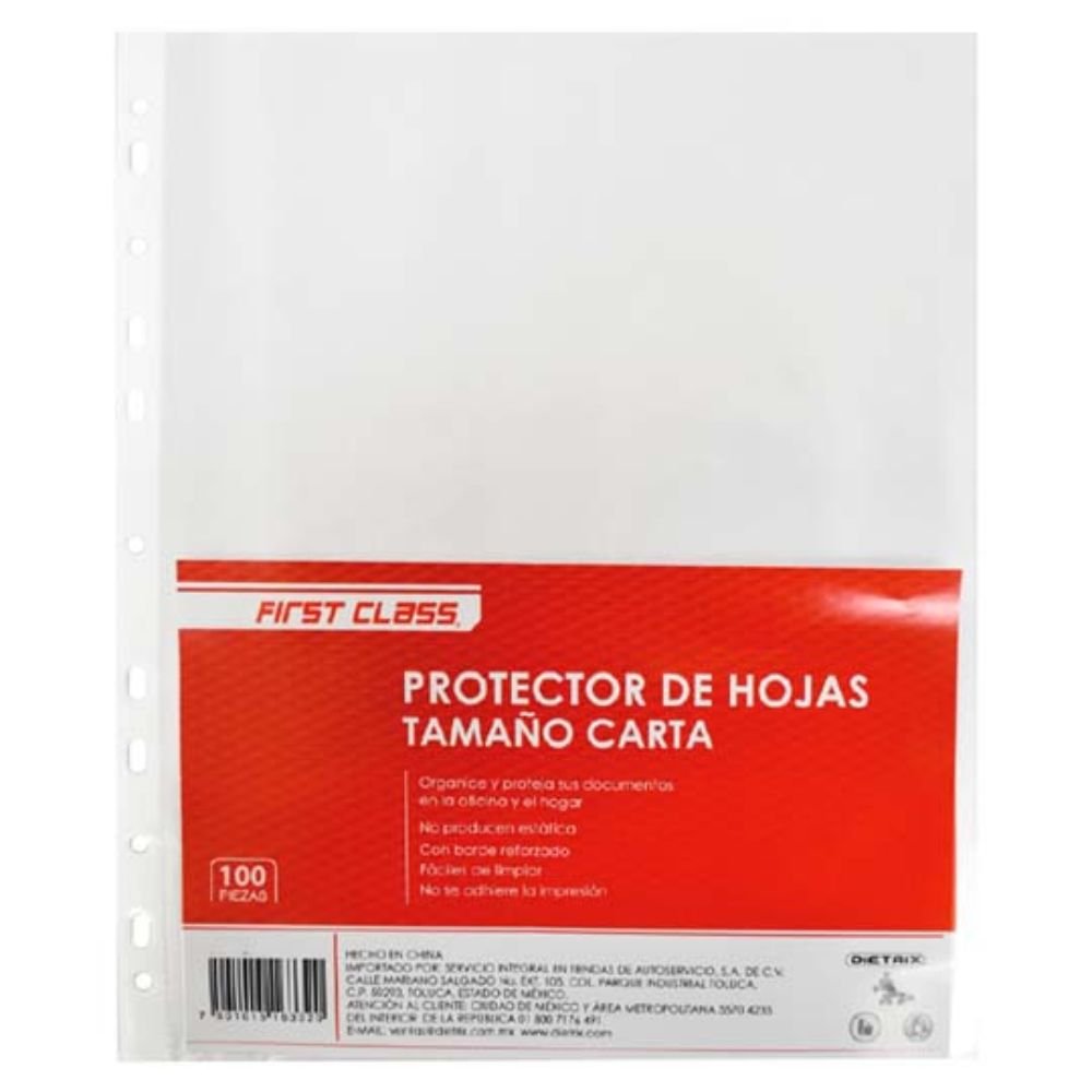 Protector De Hojas Dietrix Tamaño Carta 100 Piezas 30 Micras