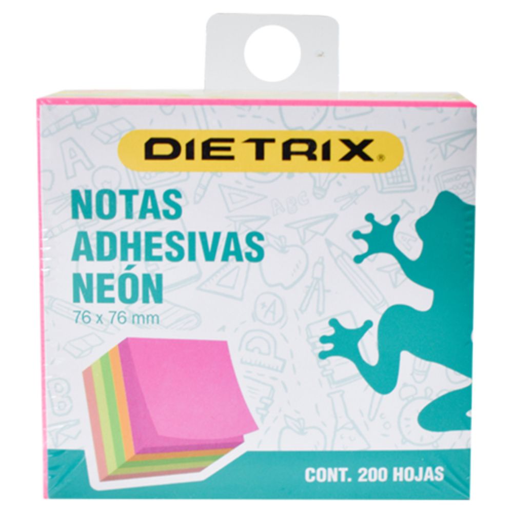 Notas Adhesivas Dietrix Colores Neón 7.5x 7.5 Cm Con 200 Hojas