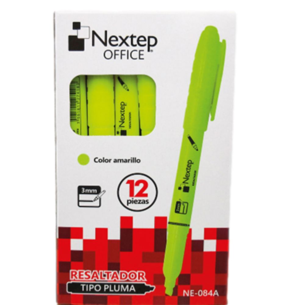 Marcador Nextep Resaltador Tipo Pluma Punta Cincel Con 12 Piezas C/U