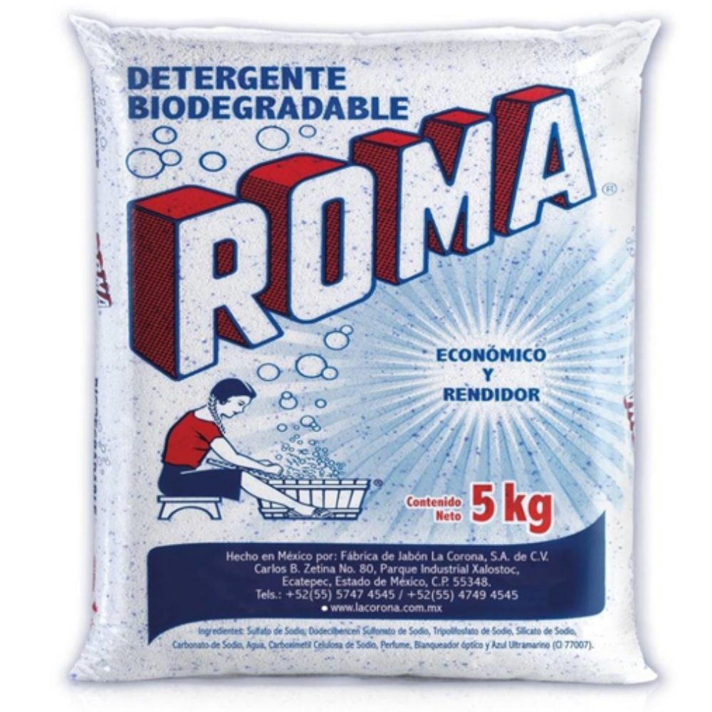 Detergente Multiusos Biodegradable En Polvo Roma Bolsa 5 Kg