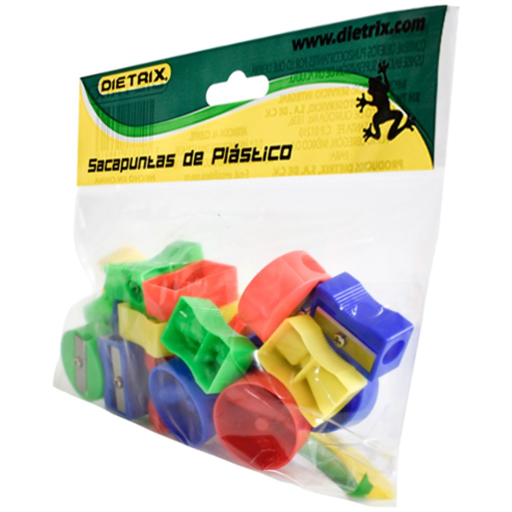 Sacapuntas De Plástico Dietrix Bolsa Con 25 Piezas De Colores