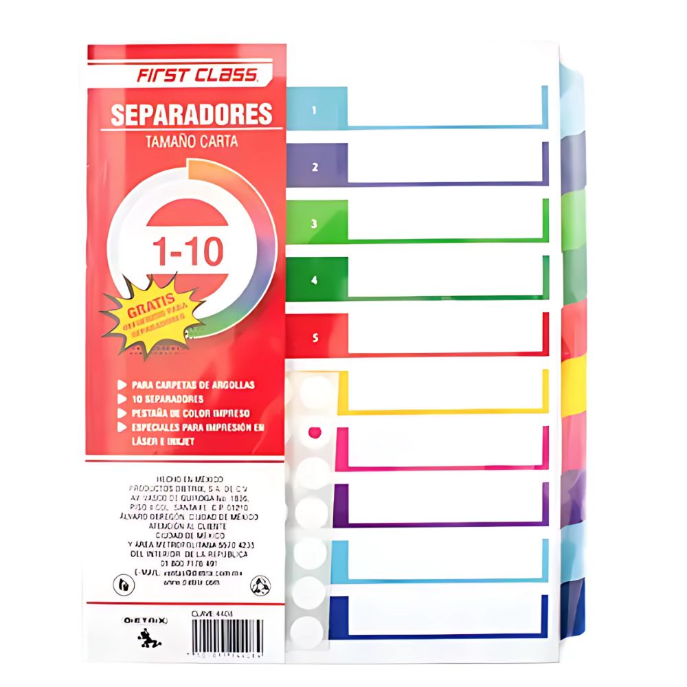 Juego de Separadores con Pestañas Plastificadas - Tamaño Carta Dietrix