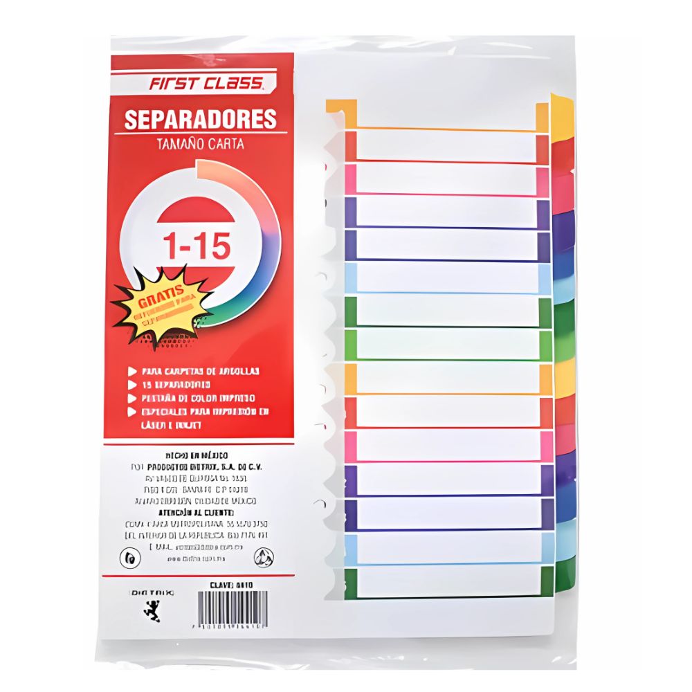 Juego de Separadores con Pestañas Plastificadas - Tamaño Carta Dietrix