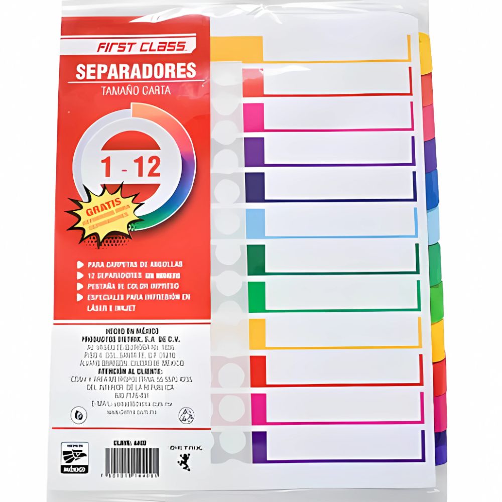 Juego de Separadores con Pestañas Plastificadas - Tamaño Carta Dietrix