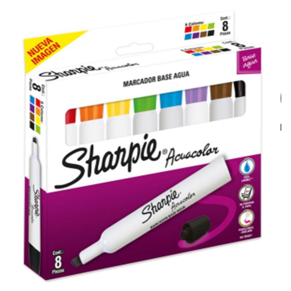 Sharpie Acuacolor 8 Pz Col. Surtidos Estuche De Marcadores Base Agua