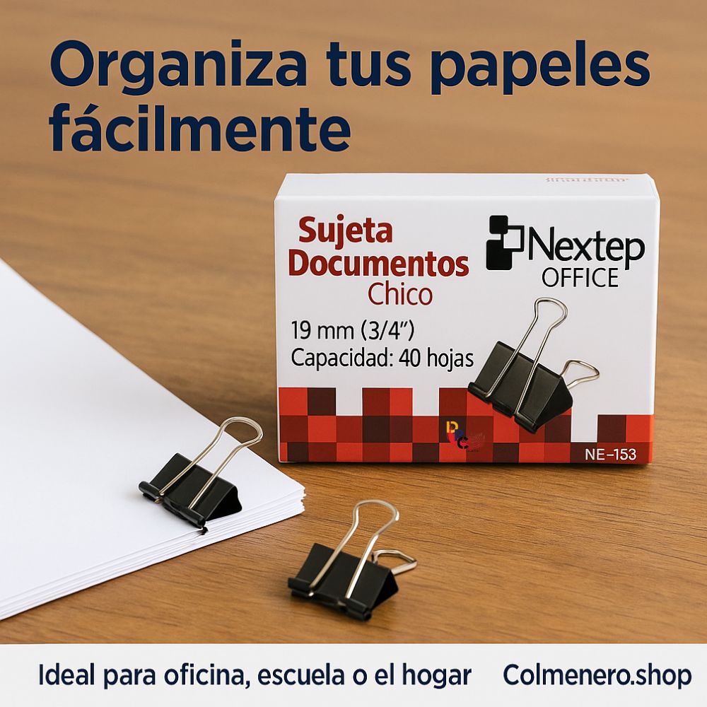 Sujeta Documentos Nextep 19 mm | Caja con 12 Piezas
