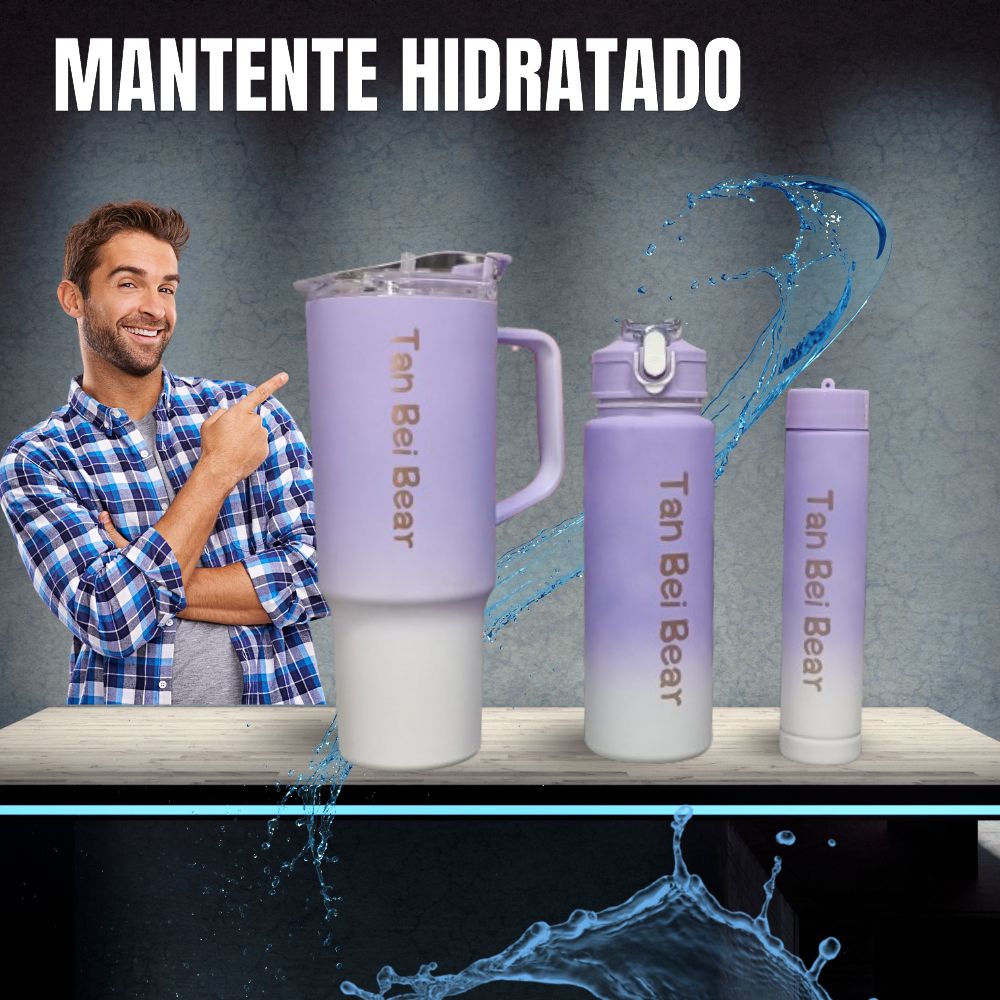 Vaso, Y Botella De Agua Deportiva Motivacional 3 Piezas&nbsp;