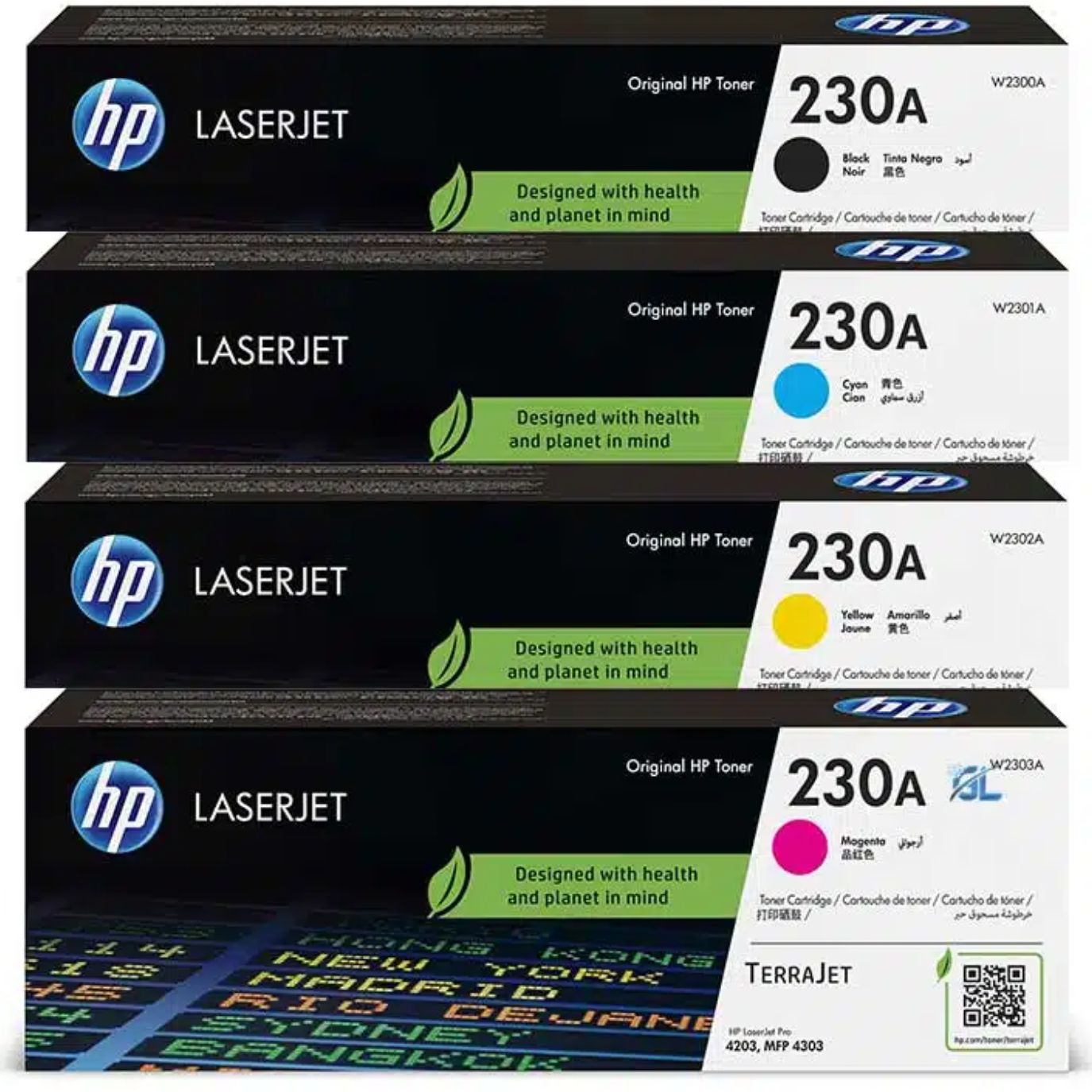 Tóner HP W2300A LaserJet 230A Negro y Color Original | 2000 Páginas