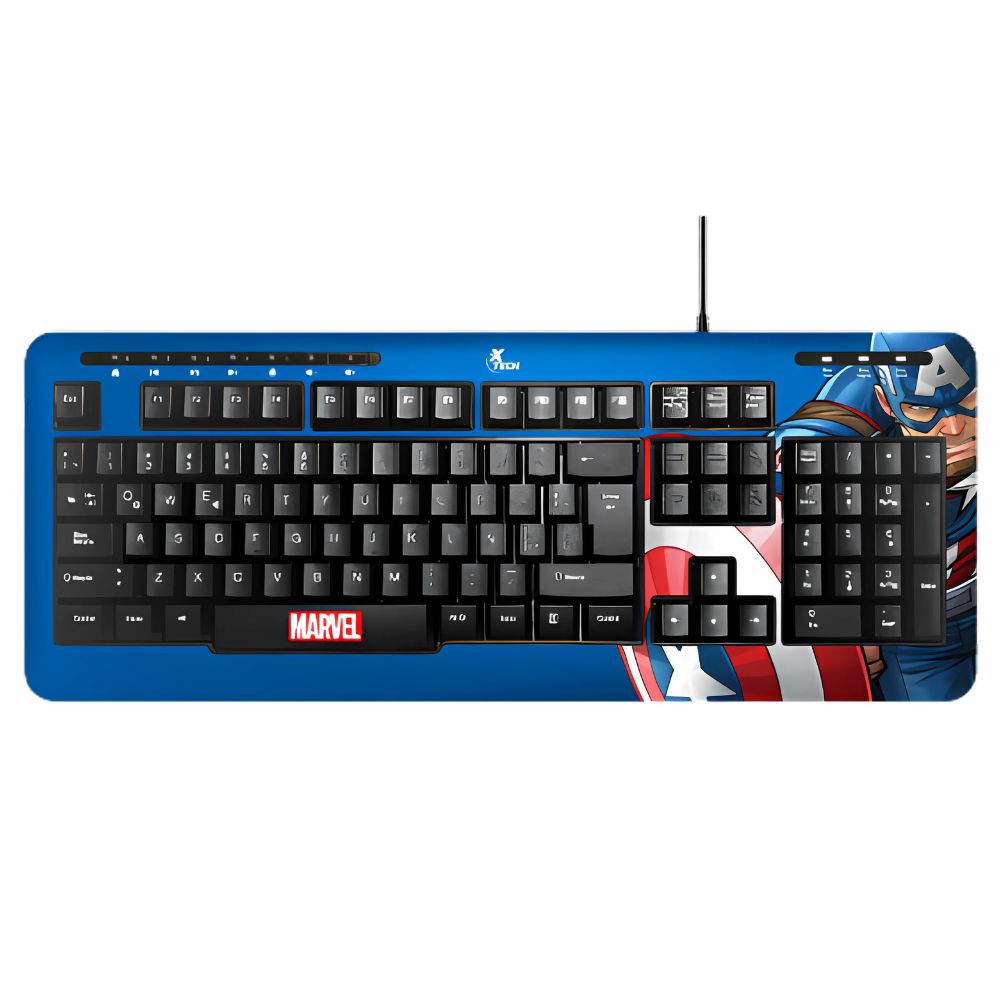 Teclado XTech Full Size Capitan America Marvel XTech XTK-M401CA - Teclas multimedia - Español - Conexion USB
