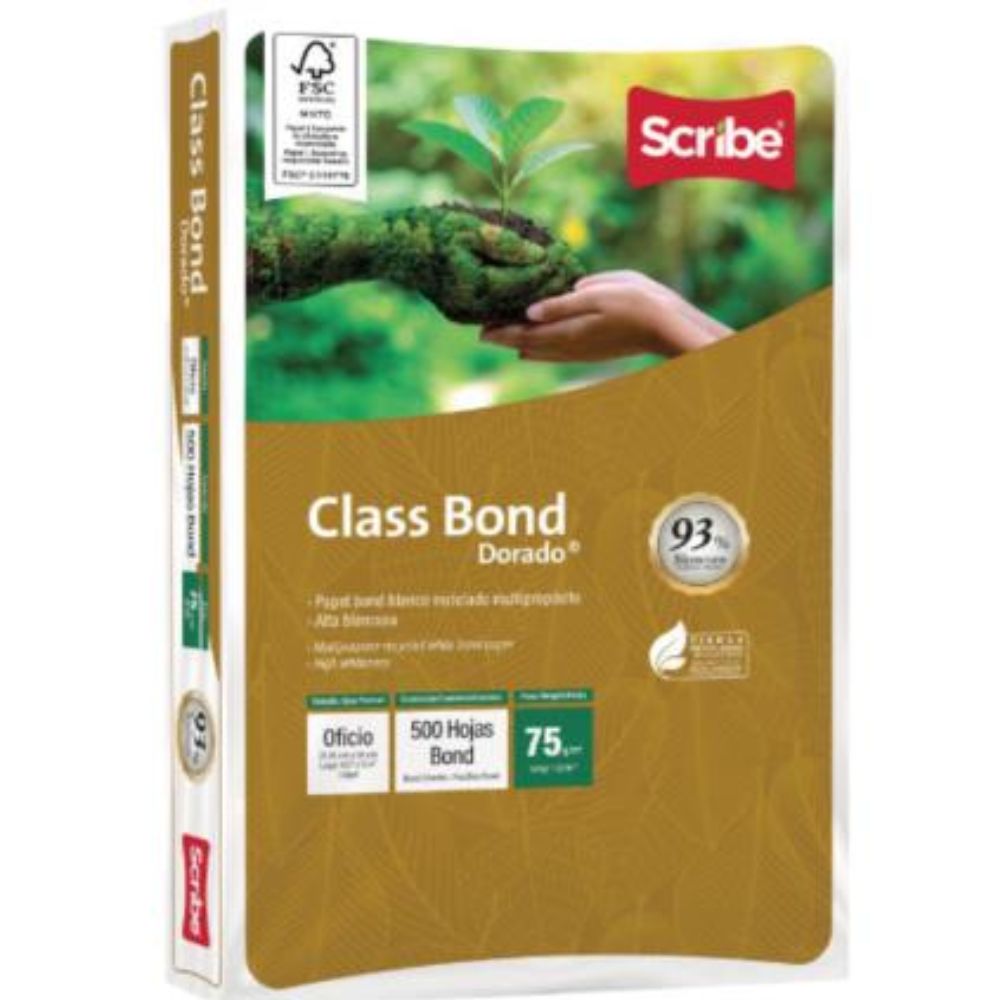 apel Cortado Scribe Class Bond Dorado Oficio 93% de Blancura 75gr
