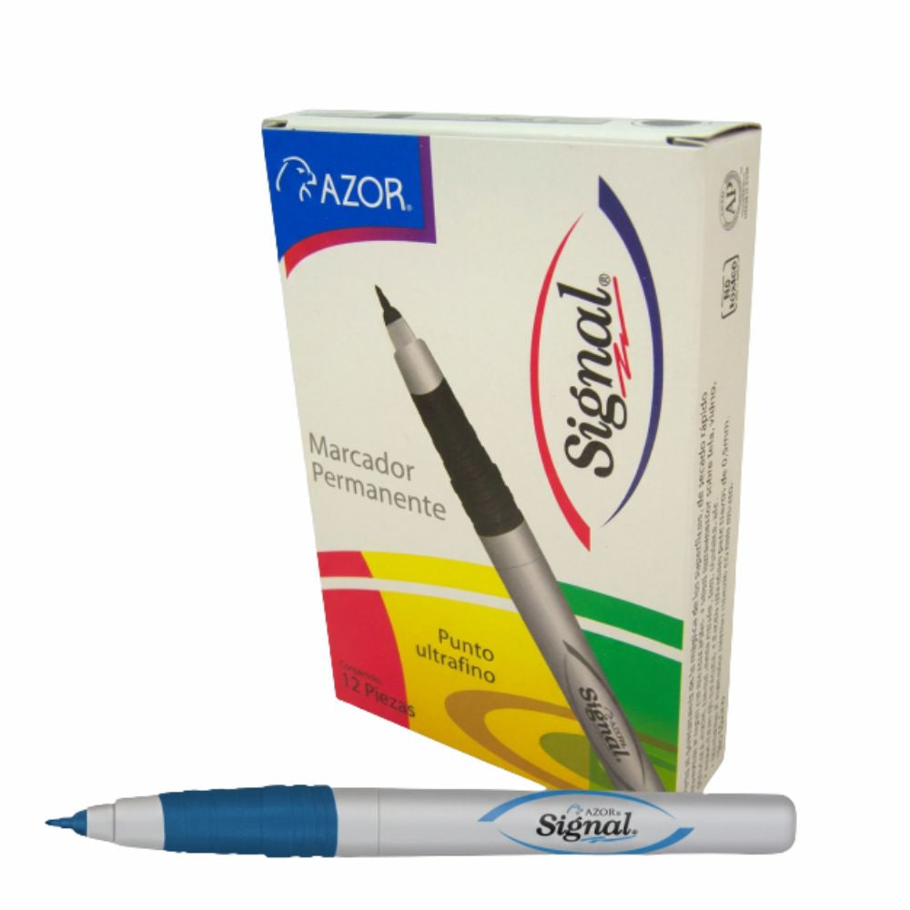 Marcador Permanente Ultra Fino Azor Signal 0.5 mm 12 Pzs