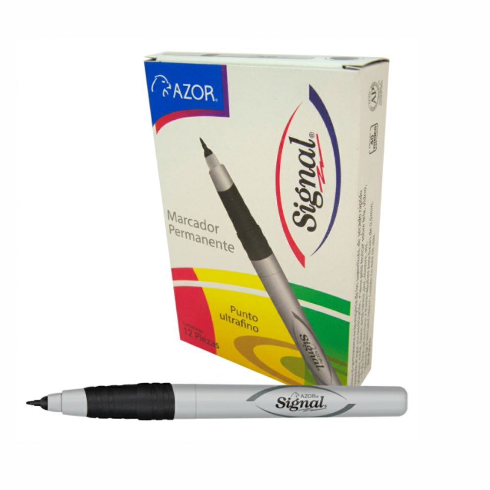 Marcador Permanente Ultra Fino Azor Signal 0.5 mm 12 Pzs