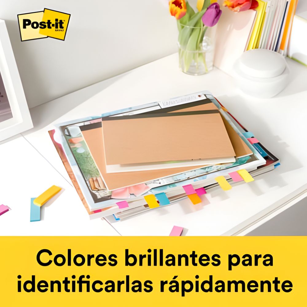 Señaladores Post-It Ultra 4 Colores | Banderitas 2.5x7.6cm | Paquete 200 Hojas