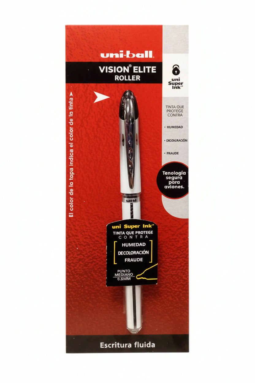 Bolígrafo Antifraude Mediano Uni-Ball Vision Elite 0.8 Mm Color Negro Y Azul Blíster - Colmenero Shop
