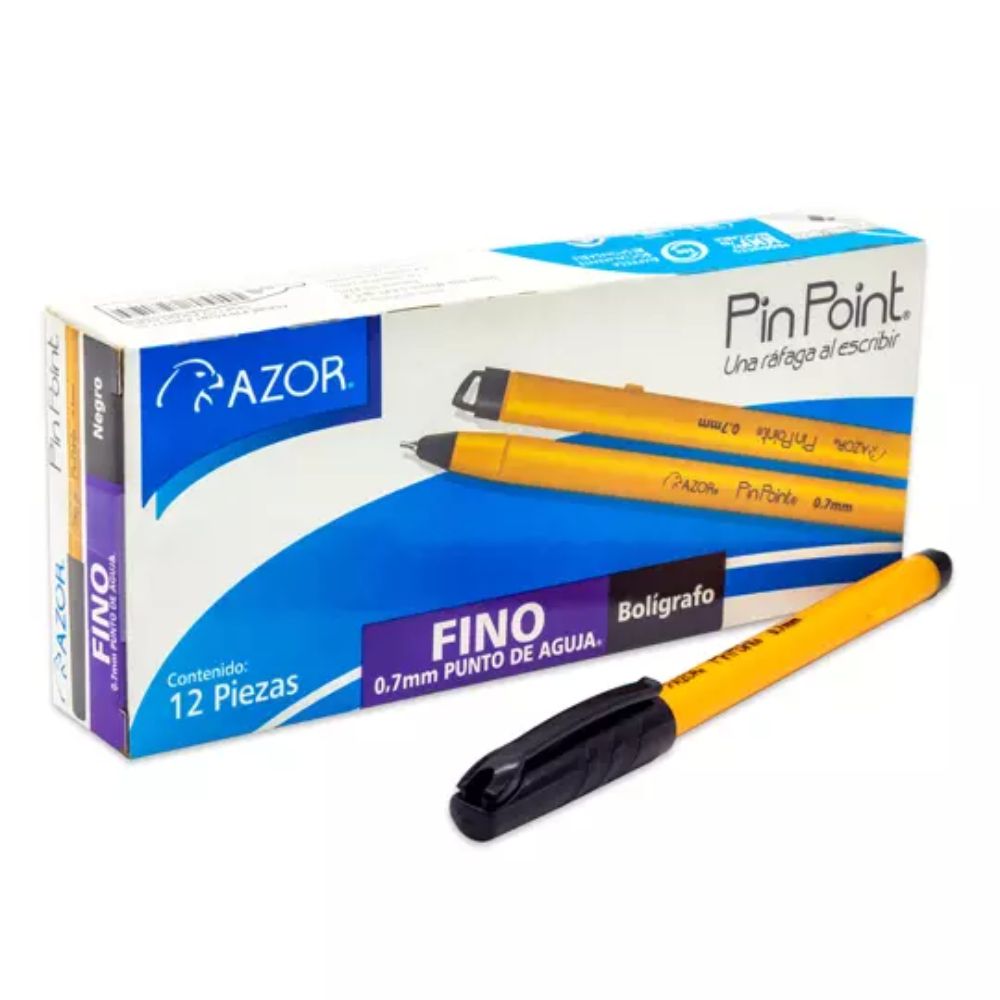 Boligrafo Pin Point Punto Fino C-12 PZ  negro Azor 6820n - Colmenero Shop