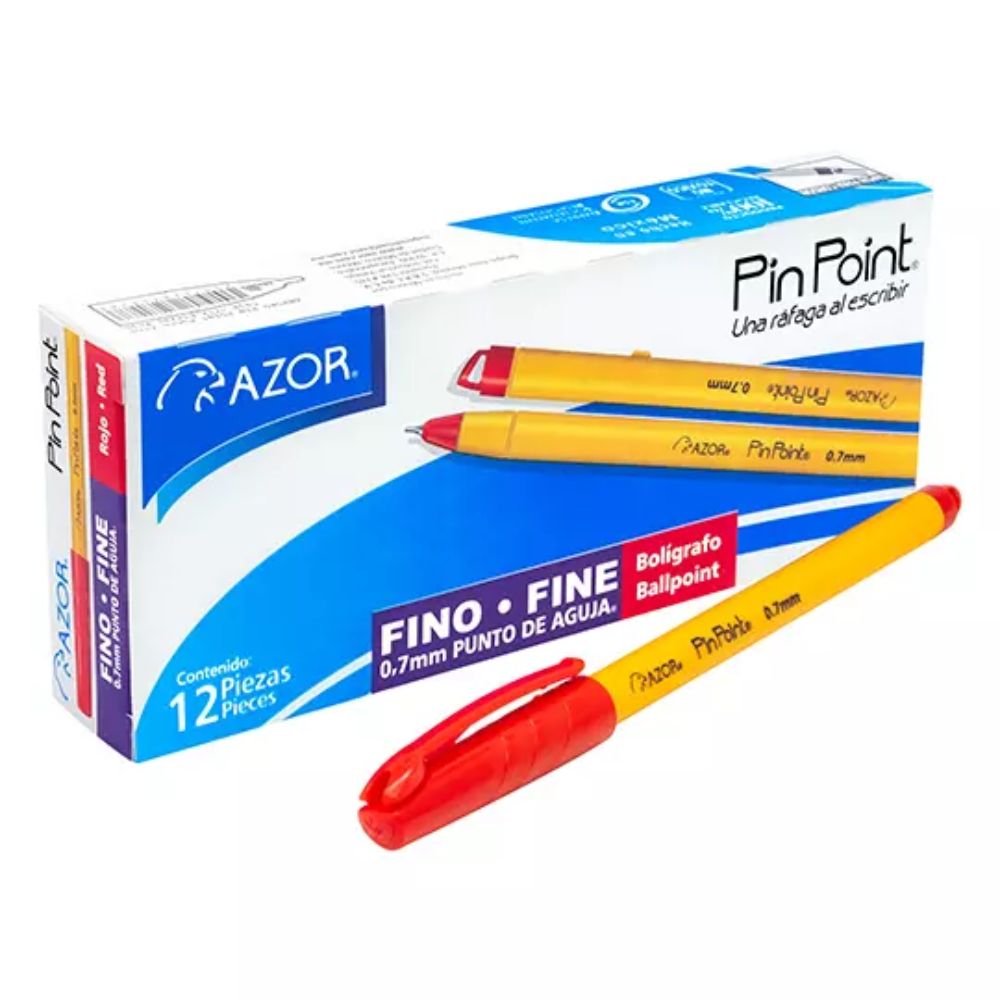 Boligrafo Pin Point Punto Fino C-12 PZ  AzorRojo  6820R - Colmenero Shop