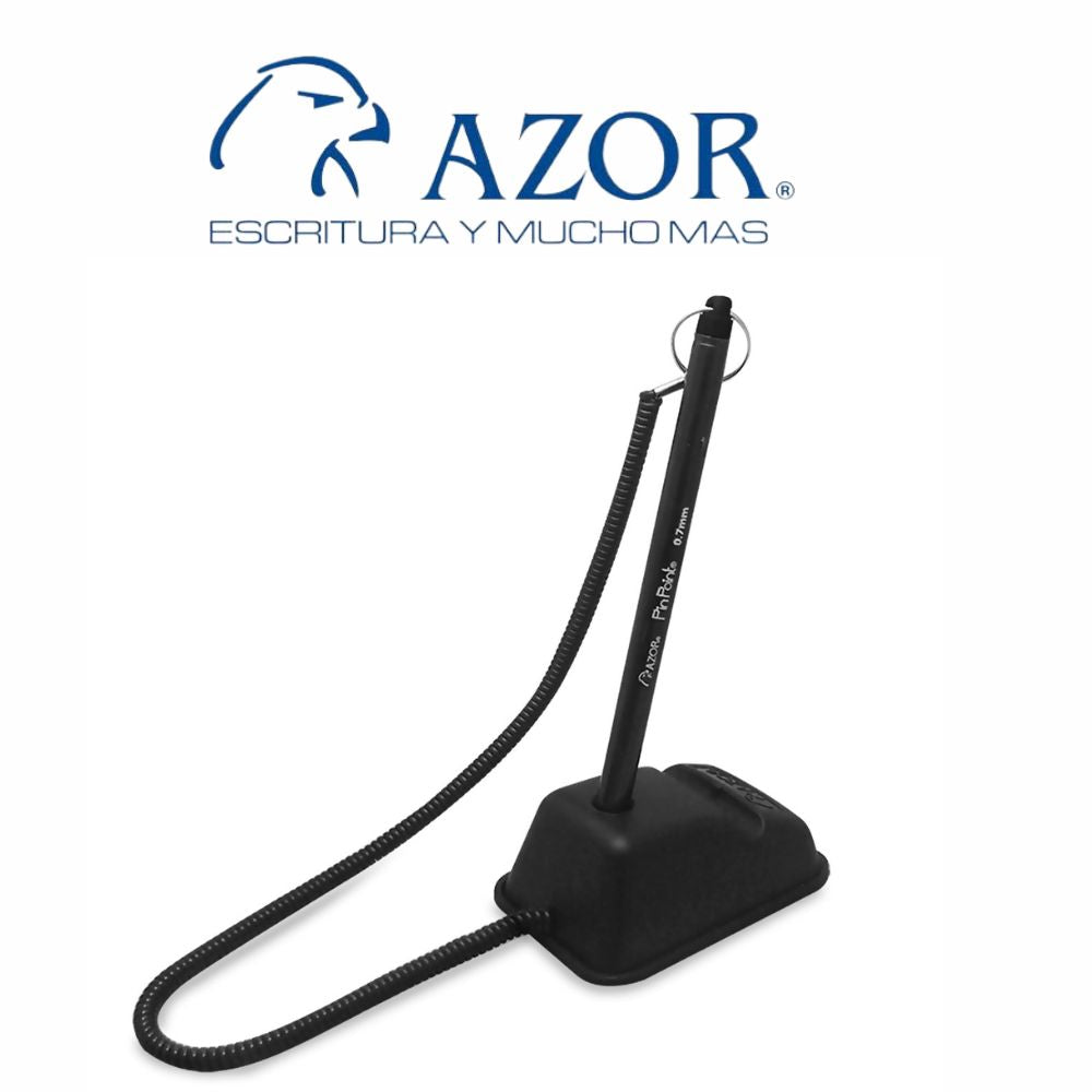 Bolígrafo Mostrador Azor Pin Poin | Con Base y 3 Piezas | Negro o Azul