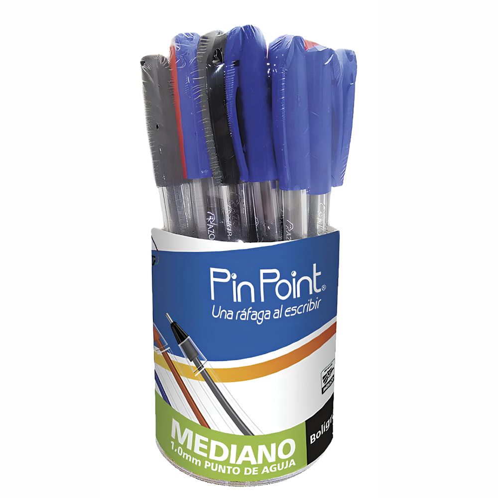 Bolígrafo Pin Point Azor 1.0mm Bote 36 Pzas Colores Básicos