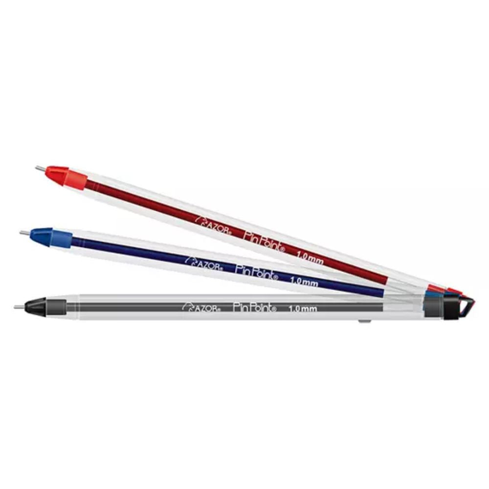 Bolígrafo Azor Pin Point 1.0mm | Caja 12 Pzas, Colores Surtidos, Punto Mediano