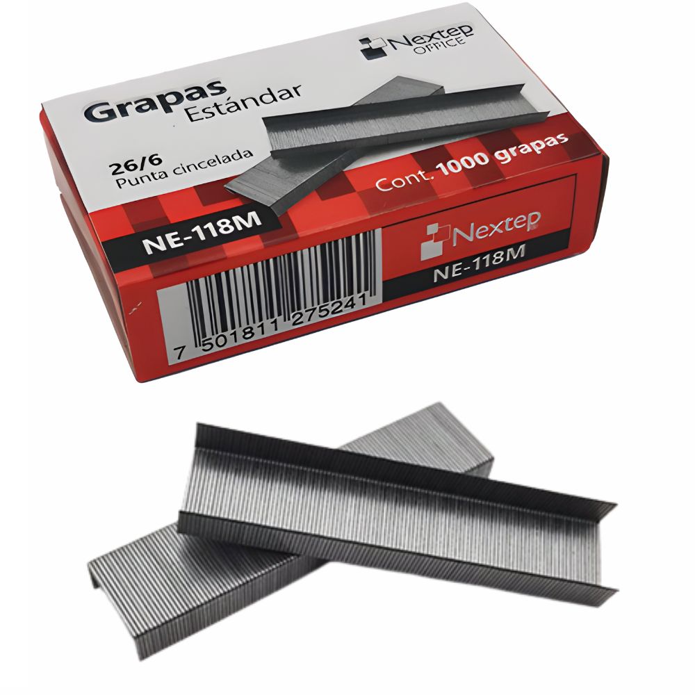Grapas Nextep Estándar 26/6 | Caja con 1,000 Piezas | Capacidad 25 Hojas