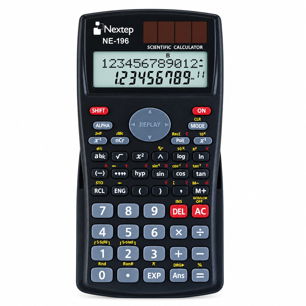 Calculadora Científica Nextep 10+2 Dígitos Doble Línea 240 Funciones Batería Solar
