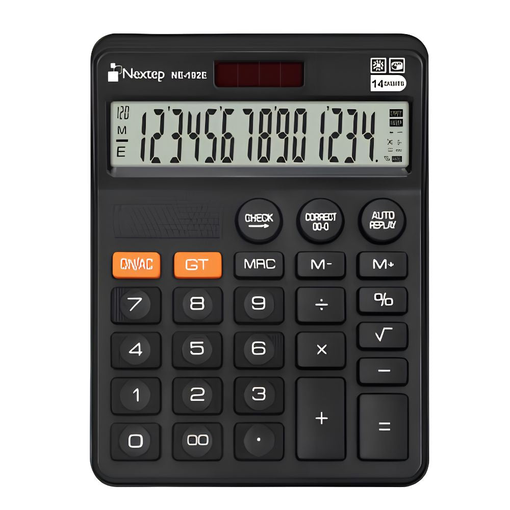Calculadora de escritorio Nextep NE-192E 14 dígitos pantalla LCD jumbo solar y batería