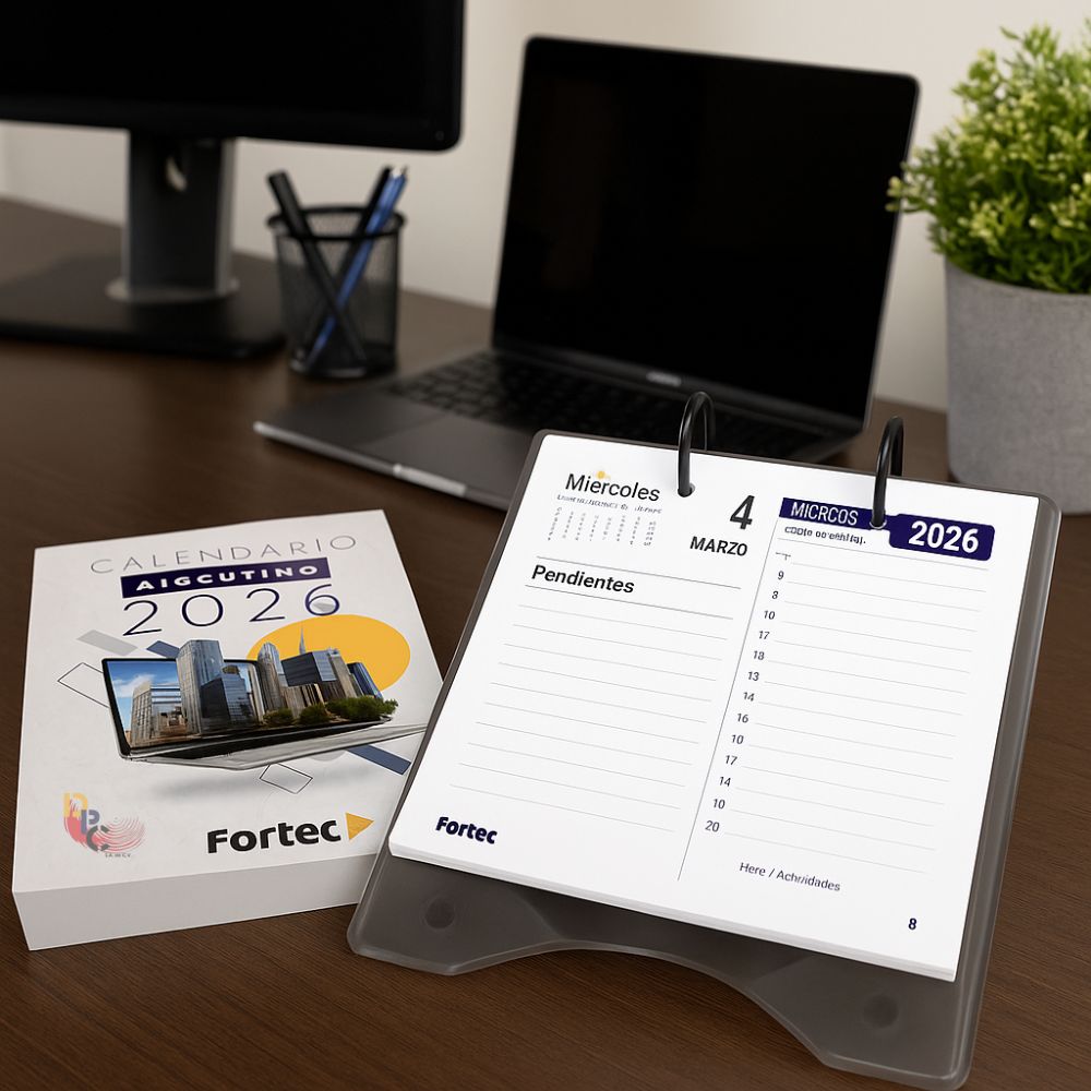 Calendario Ejecutivo Fortec 2026 | 9.5x13.5 cm | 336 Hojas Escritorio